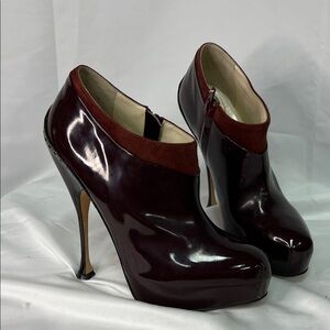 Brian Atwood Dark Burgundy High Heel Ankle Boots